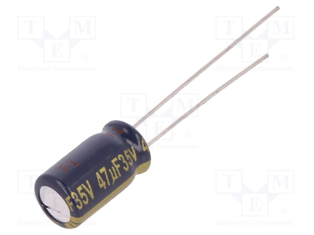 Capacitor: electrolytic; low impedance; THT; 47uF; 35VDC; ±20%