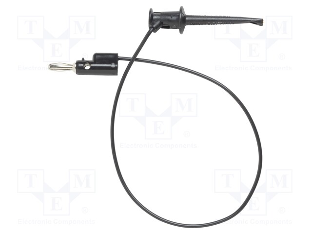 Test lead; 60VDC; 30VAC; 5A; 4,32mm banana plug-mini hook; black