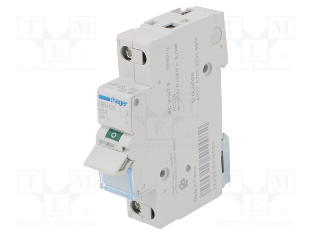 Switch-disconnector; Poles: 1; DIN; 25A; 230VAC; SBN; IP20; 1÷16mm2