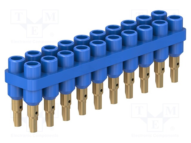 Socket strip; Connector: 2mm banana; blue; 70VDC; 10A; 33VAC; 6mm