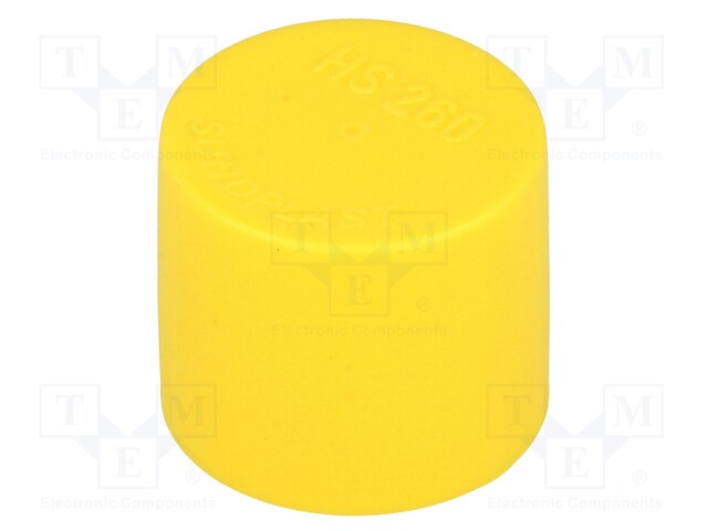 Cap; Body: yellow; Øint: 55.7mm; H: 20mm; Mat: LDPE; Mounting: push-in