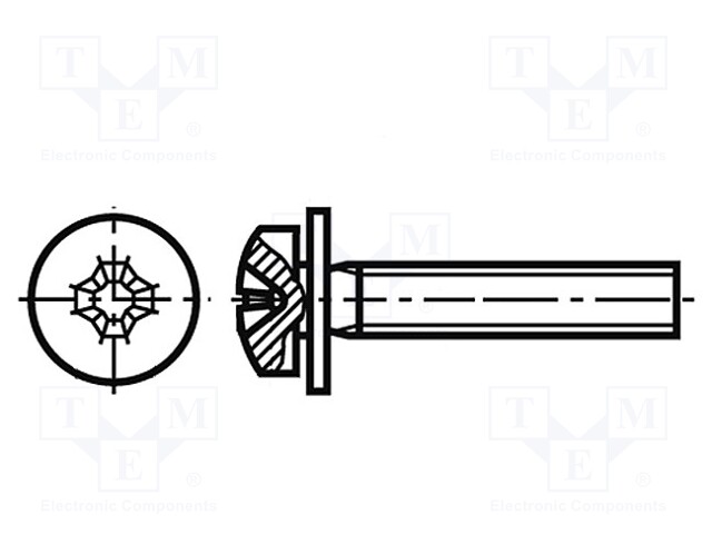 Screw; M4x12; DIN: 7985Z1; Head: cheese head; Phillips; steel; zinc