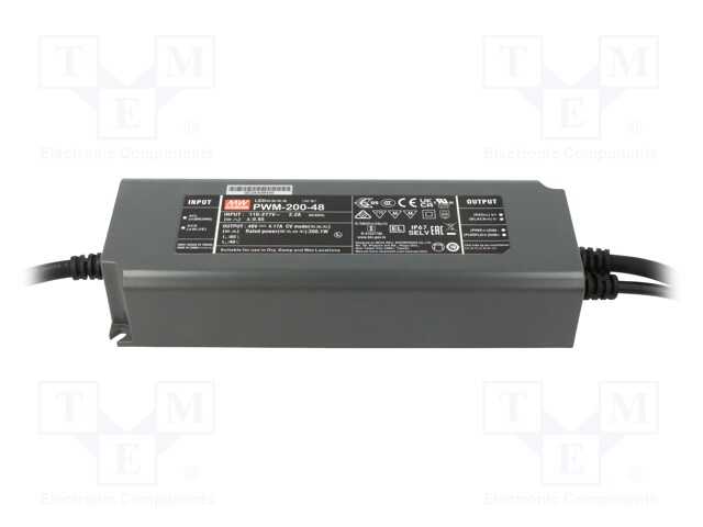 Power supply: switched-mode; for LED strips; 200W; 48VDC; 4.17A