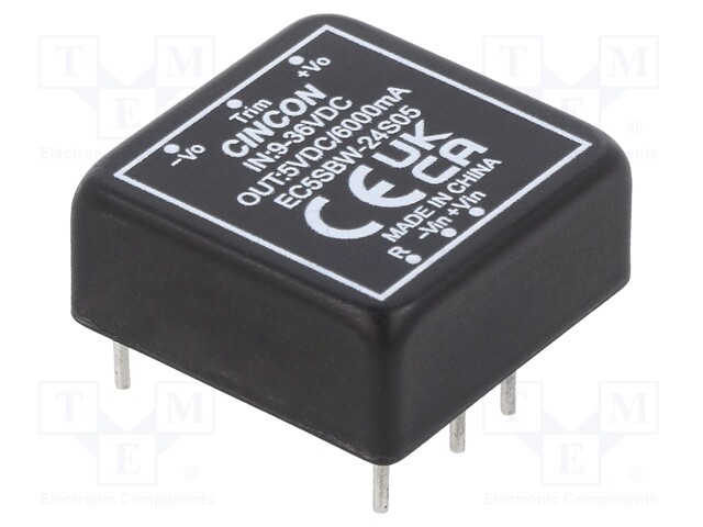 Converter: DC/DC; 30W; Uin: 9÷36V; Uout: 5VDC; Iout: 0÷6000mA; 1"x1"