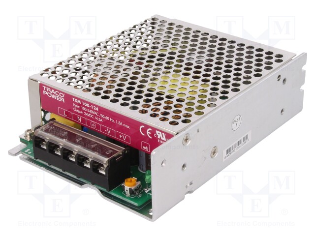 Power supply: switched-mode; modular; 100W; 24VDC; 129x99x38mm