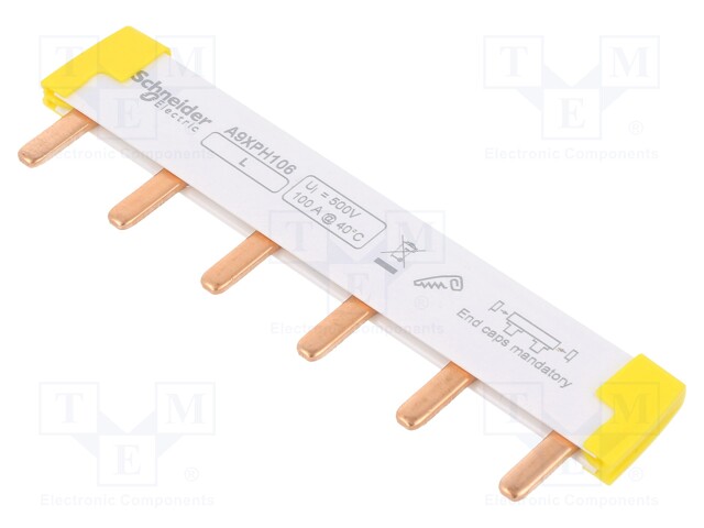 Busbar; Poles: 1; Urated: 415V; 100A; No.of mod: 6; Uinsul: 500V