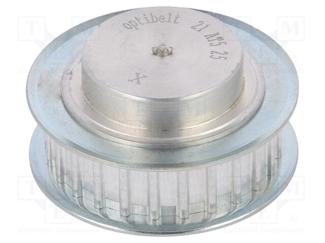 Belt pulley; AT5; W: 10mm; whell width: 21mm; Ø: 38.6mm; aluminium