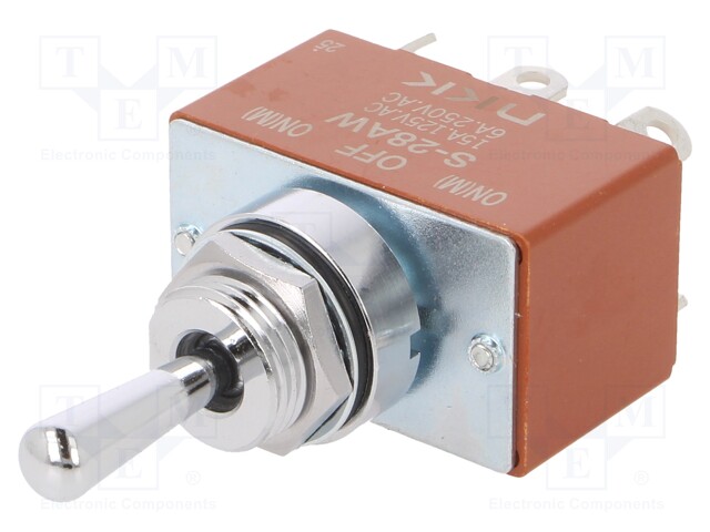 Switch: toggle; Pos: 3; DP3T; (ON)-OFF-(ON); 6A/250VAC; 20A/30VDC