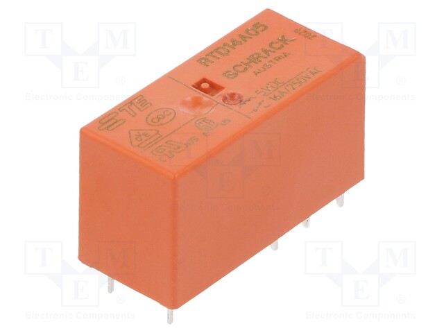 Relay: electromagnetic; SPDT; Ucoil: 5VDC; 16A/250VAC; max.400VAC