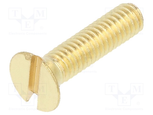 Screw; M4x16; Head: countersunk; slotted; 1mm; brass; DIN: 963A