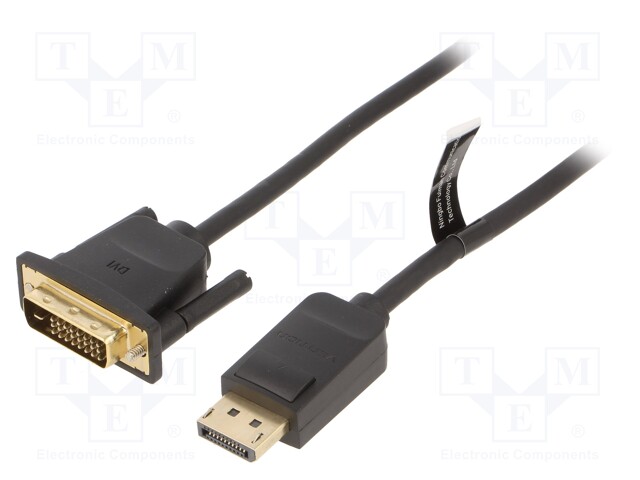 Cable; DisplayPort plug,DVI-D (24+1) plug; Len: 1m; black