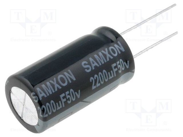 Capacitor: electrolytic; THT; 2200uF; 50VDC; Ø16x30mm; Pitch: 7.5mm