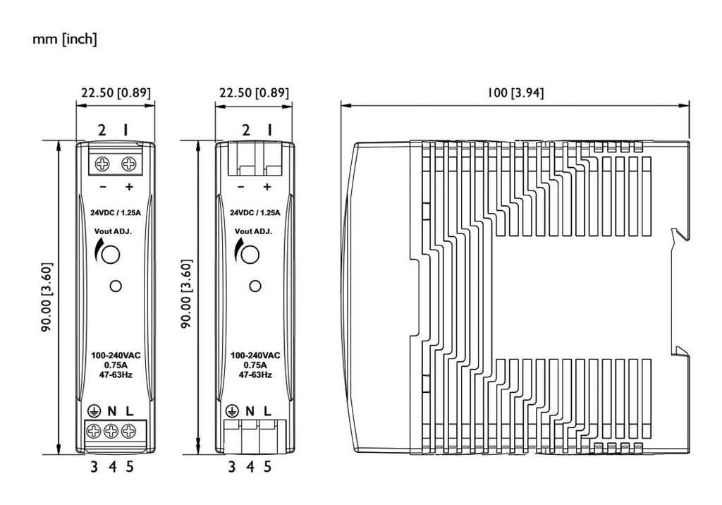 Power supply: switching; for DIN rail; 30W; 24VDC; 1.25A; IP20