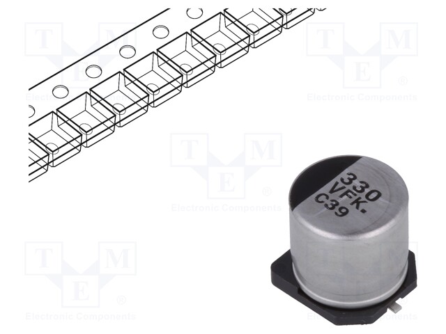 Capacitor: electrolytic; low impedance; SMD; 330uF; 35VDC; ±20%