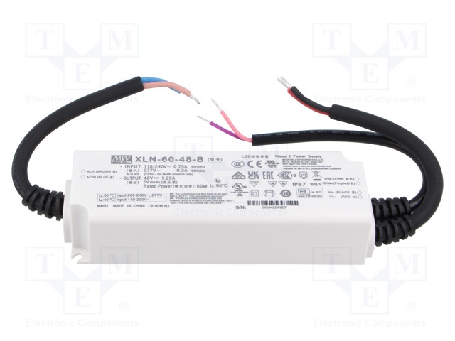 Power supply: switching; LED; 60W; IP67; XLN-60; -25÷90°C; OUT: 1