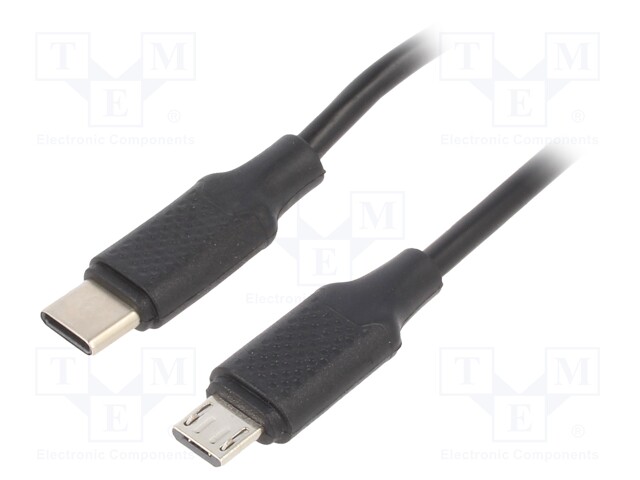 Cable; USB 2.0; USB B micro plug,USB C plug; 1.5m; black