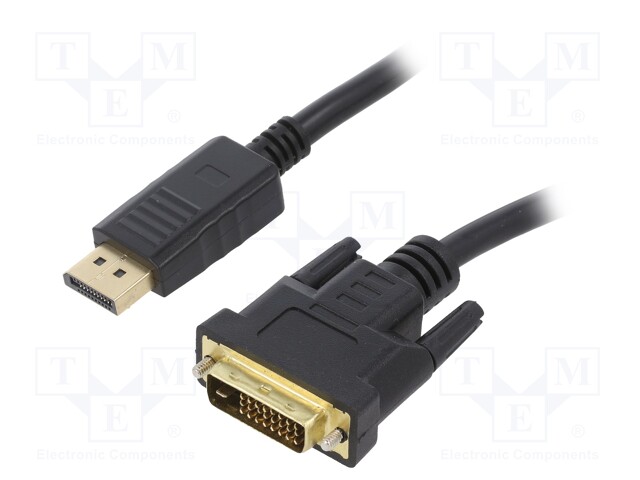 Cable; DisplayPort plug,DVI-D (24+1) plug; 1.8m; black