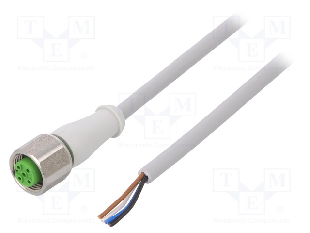 Connection lead; M12; PIN: 4; straight; 3m; plug; 250VAC; -25÷80°C