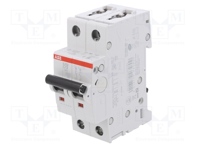 Circuit breaker; 400VAC; Inom: 13A; Poles: 2; DIN; Charact: C; 6kA