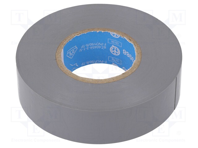 Electrically insulated tape; PVC; W: 19mm; L: 20m; grey