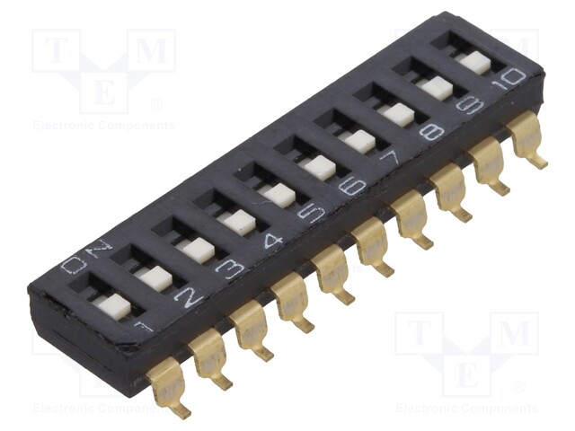 Switch: DIP-SWITCH; Poles number: 10; ON-OFF; 0.025A/24VDC; Pos: 2