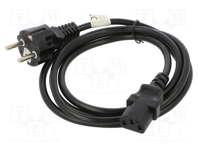 Cable; CEE 7/7 (E/F) plug,IEC C13 female; PVC; Len: 1.8m; black