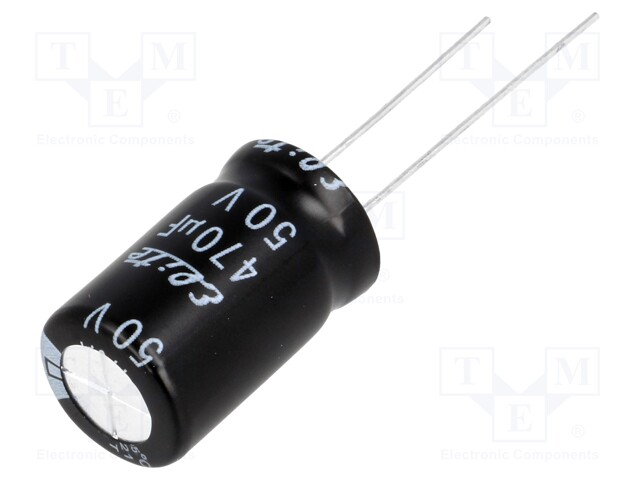 Capacitor: electrolytic; THT; 470uF; 50VDC; Ø12.5x20mm; Pitch: 5mm