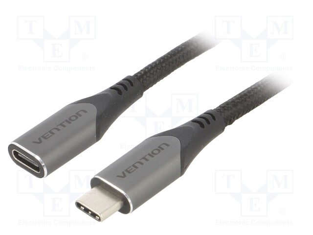 Cable; USB 3.1; USB C socket,USB C plug; 1m; black; 5Gbps; PVC