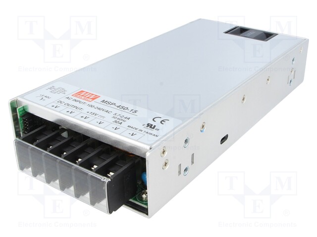 Power supply: switched-mode; modular; 450W; 15VDC; 218x105x41mm