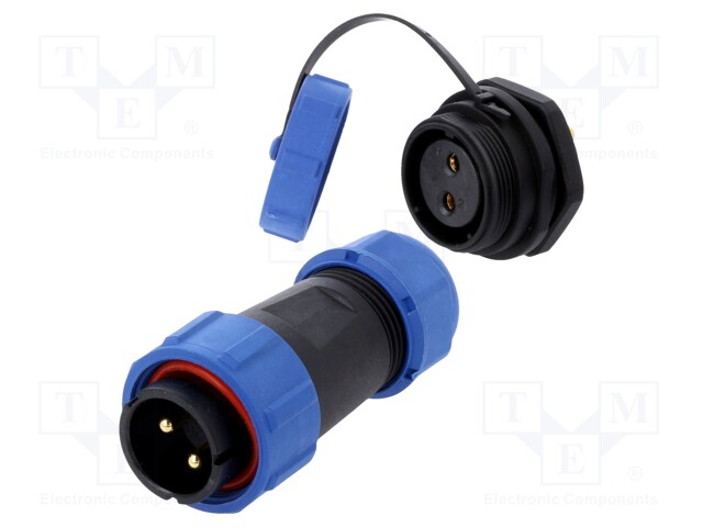 Connector: circular; male + female; PIN: 2; 3A; IP67; 500V