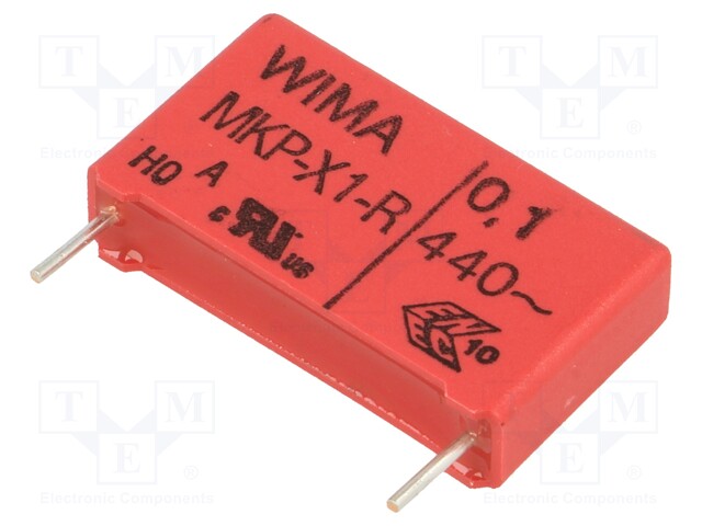 Capacitor: polypropylene; X1; 100nF; 440VAC; ±10%; THT