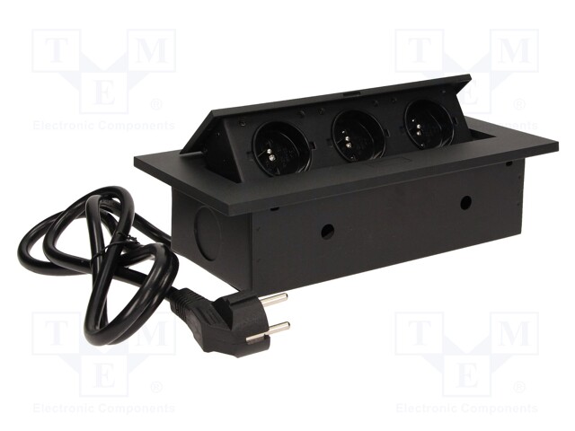 Plug socket strip: furniture; IP20; 3600W; black; 250VAC