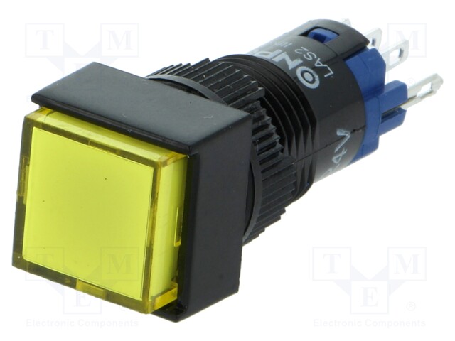 Switch: push-button; Pos: 2; SPDT; 0.5A/250VAC; 1A/24VDC; yellow