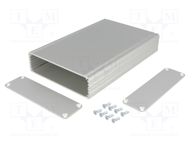 Enclosure: with panel; AKG; X: 105mm; Y: 160mm; Z: 30mm; aluminium