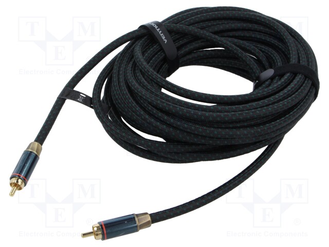 Cable; RCA plug,both sides; 10m; Plating: gold-plated; black