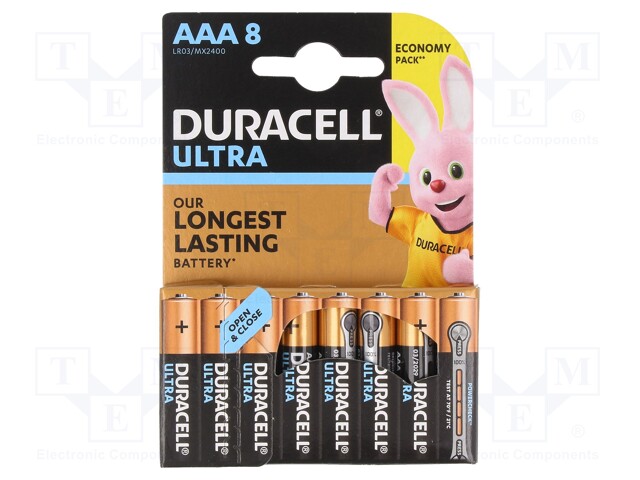 Battery: alkaline; 1.5V; AAA,R3; ULTRA; Batt.no: 8; Ø10.5x44.5mm