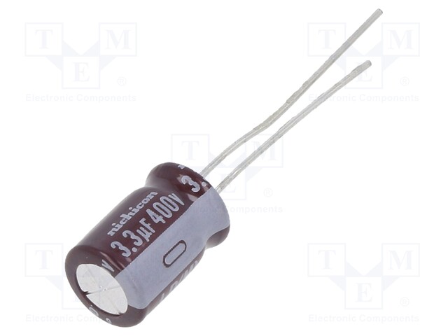 Capacitor: electrolytic; THT; 3.3uF; 400VDC; Ø8x11.5mm; ±20%