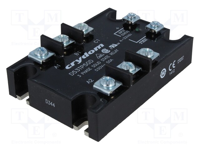 Relay: solid state; Ucntrl: 3÷32VDC; 50A; 48÷530VAC; 3-phase; IP00
