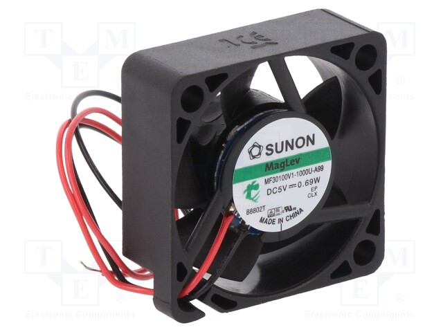 Fan: DC; axial; 5VDC; 30x30x10mm; 9.3m3/h; 23dBA; Vapo; 11000rpm