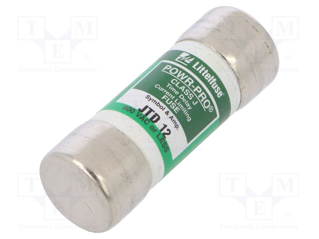 Fuse: fuse; time-lag; 12A; 600VAC; 300VDC; industrial; 20,6x57,2mm