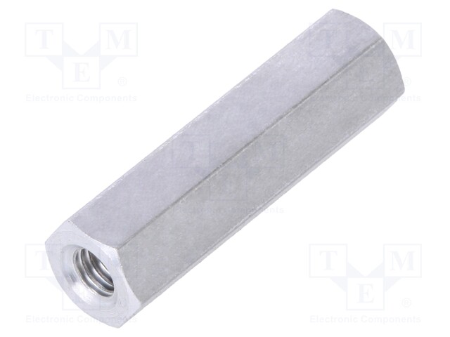 Screwed spacer sleeve; Int.thread: M3; 20mm; hexagonal; aluminium