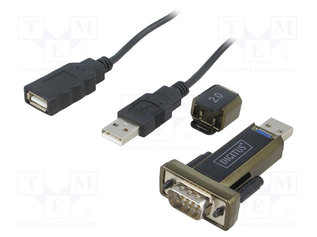 Adapter USB-RS232; D-Sub 9pin plug,USB A plug; USB 2.0