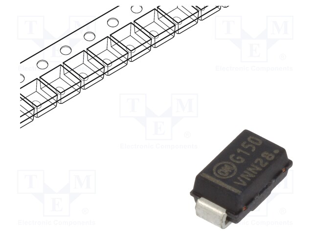 Diode: Zener; 1.5W; 150V; SMD; reel,tape; SMA; single diode; 1uA