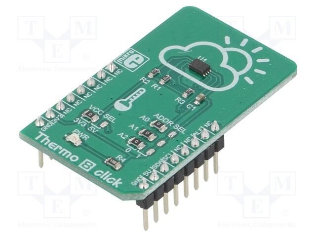 Click board; digital thermomemeter; I2C; MCP9808; 3.3/5VDC