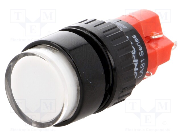 Switch: push-button; Pos: 2; SPDT; 3A/220VAC; 2A/24VDC; white; none