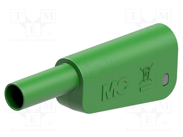 4mm banana; 19A; 1kV; green; insulated,with 4mm axial socket