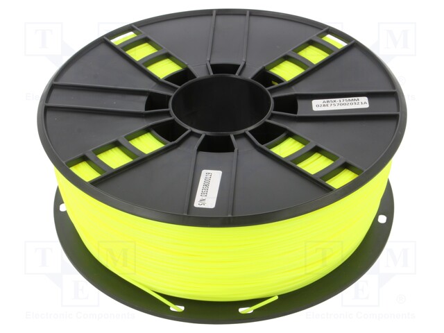 Filament: ABS; 1.75mm; fluorescent yellow; 225÷245°C; 1kg