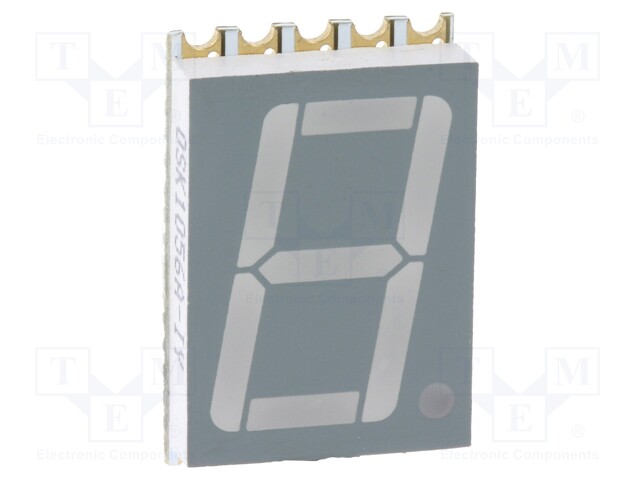 Display: LED; 7-segment; 14.22mm; 0.56"; No.char: 1; yellow; 8÷25mcd