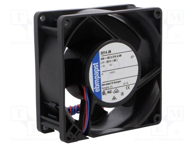 Fan: DC; axial; 92x92x38mm; 130m3/h; 51dBA; ball bearing; 6000rpm