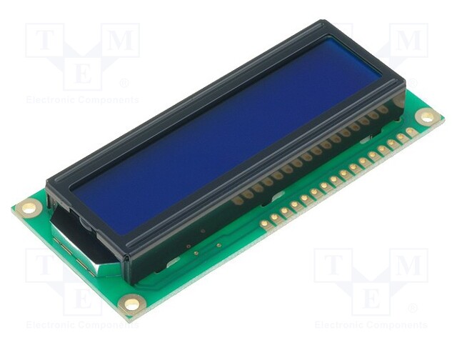 Display: LCD; alphanumeric; STN Negative; 16x2; blue; 80x36x13.5mm